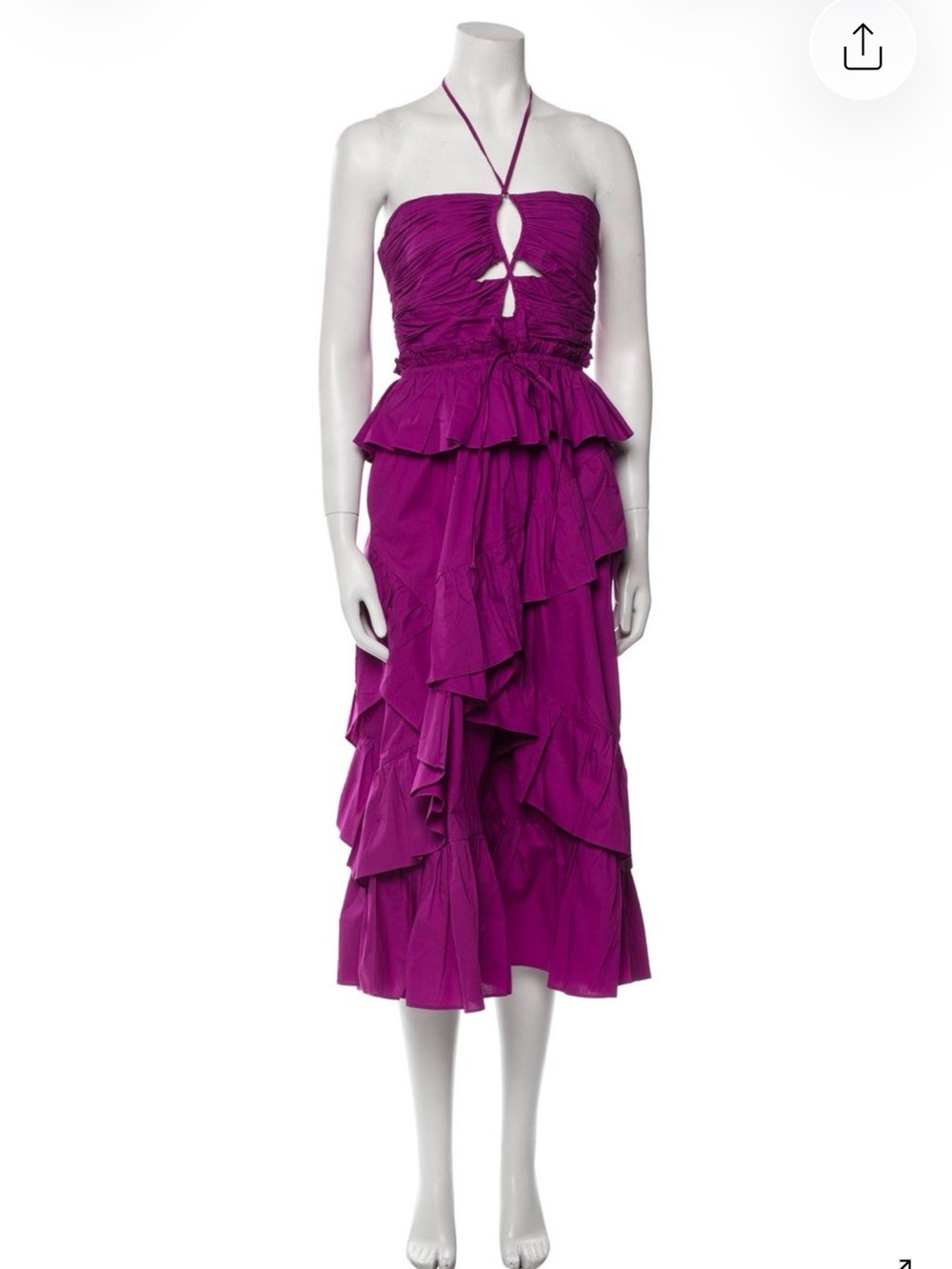 Ulla Johnson Magenta Ruffled Halter Dress